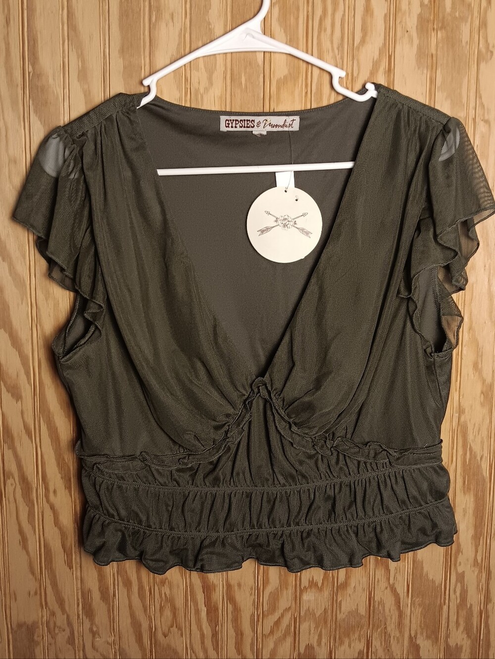 Gypsies & Moondust Olive Green Blouse – Size L